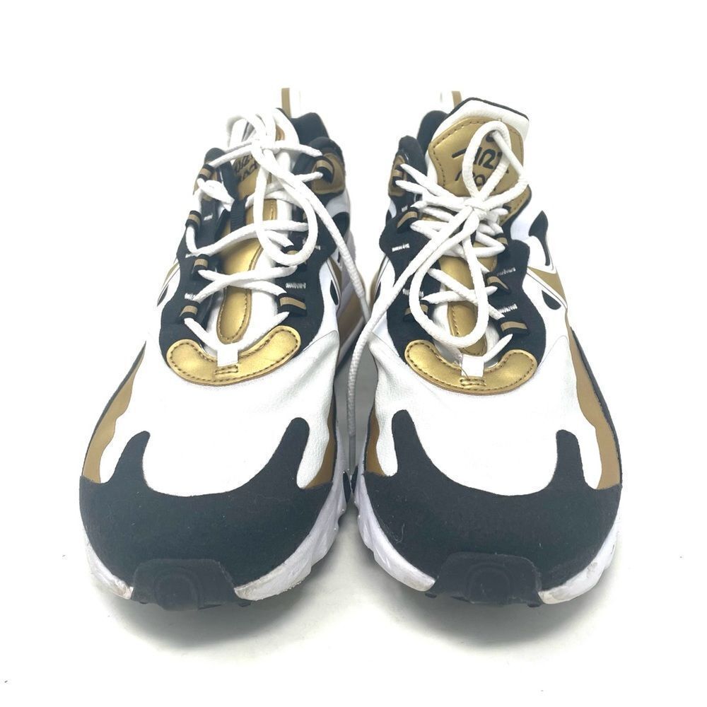 NIKE 2020 AIR MAX 270 REACT WHITE / METALLIC GOLD / BLACK MENS 8.5 CW7298 100 - Picture 2 of 7
